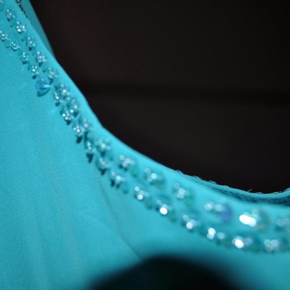 Mother-of-the-Bride Light Teal/Aqua/Turquoise/Robins Egg Colored Cocktail Dress - Picture 4 of 4
